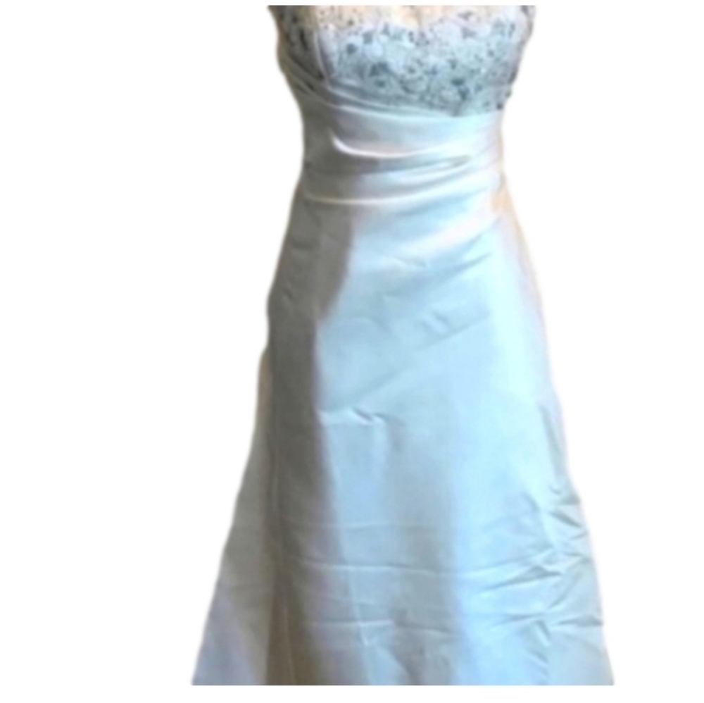 Maggie Sottero Strapless A-Line Wedding Dress Swarovski Crystals Gown Size 4